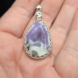 Purple Coyamito Agate Geode and Opal Pendant in Sterling Silver