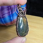 Yellow Green Maury Mountain Moss Agate in Copper Pendant