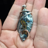 77ct Gem Silica with Native Copper Pendant in Sterling Silver