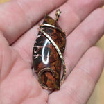 Red and Green Plume Jasper Agate Pendant in 14kt Yellow Gold Fill