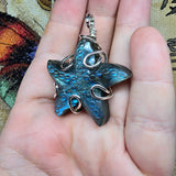 Carved Blue Labradorite Starfish Pendant in Sterling Silver