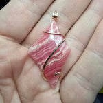 Natural Pink Rhodocrosite Pendant in Abstract 14kt Rose Gold Filled