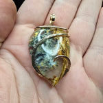 Oregon Graveyard Point Plume Agate Pendant in 14kt Yellow Gold Fill