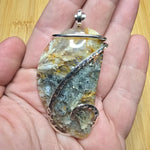 Oregon Graveyard Point Plume Agate Fang Pendant in Sterling Silver