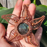 Carved Labradorite Flower Starfish in Copper