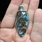 77ct Gem Silica with Native Copper Pendant in Sterling Silver