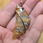 Oregon Graveyard Point Plume Agate Point Pendant Necklace in 14kt Rose Gold Fill