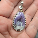 Purple Coyamito Agate Geode and Opal Pendant in Sterling Silver