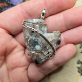 Gem Silica Geode with Native Copper Pendant in Sterling Silver