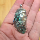 85ct Gem Silica with Native Copper Pendant in Sterling Silver