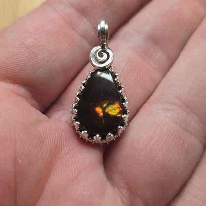 Mexican Fire Agate Pendant Sterling Silver and Rose Gold