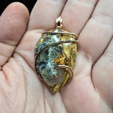 Oregon Graveyard Point Plume Agate Pendant in 14kt Yellow Gold Fill