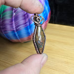 Diamond Shaped Maury Mountain Moss Agate in Copper Pendant