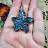 Carved Blue Labradorite Starfish Pendant in Sterling Silver