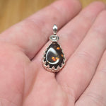 Mexican Fire Agate Pendant Sterling Silver and Rose Gold