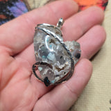 Gem Silica Geode with Native Copper Pendant in Sterling Silver