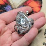 Gem Silica Geode with Native Copper Pendant in Sterling Silver