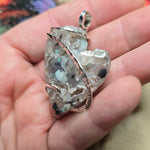 Gem Silica Geode with Native Copper Pendant in Sterling Silver