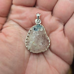 Quartz and Blue Tourmaline in Sterling Silver Pendant Necklace