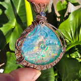 Carved Aurora Opal Pendant In 14kt Rose Gold Fill & Sterling Silver