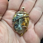 Oregon Graveyard Point Plume Agate Pendant in 14kt Yellow Gold Fill