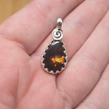 Mexican Fire Agate Pendant Sterling Silver and Rose Gold