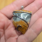 Oregon Bumblebee Marcasite Picture Plume Agate Pendant in Sterling Silver