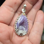 Purple Coyamito Agate Geode and Opal Pendant in Sterling Silver