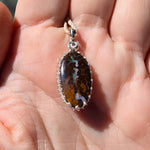 Bold Lightning Strikes Boulder Opal Pendant in Sterling Silver