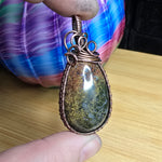 Red Yellow Green Maury Mountain Moss Agate in Copper Pendant