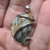 Oregon Widowmaker Plume Jasper Agate Pendant Sterling Silver