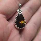 Mexican Fire Agate Pendant Sterling Silver and Rose Gold