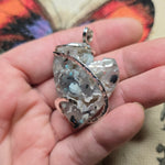 Gem Silica Geode with Native Copper Pendant in Sterling Silver