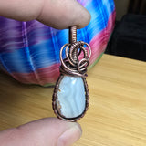 Graveyard Point Banded White Agate in Copper Pendant