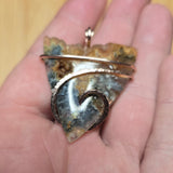 Natural Edge Oregon Graveyard Point Plume Agate Point Pendant Necklace in 14kt Rose Gold Fill