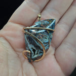 81ct Gem Silica with Native Copper Pendant in Yellow Gold Fill