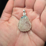 Quartz and Blue Tourmaline in Sterling Silver Pendant Necklace