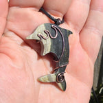 Bumblebee Jasper Dolphin Carving Copper Pendant