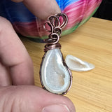 Graveyard Point Agate Quartz Crystal Geode in Copper Pendant with Specimen