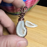 Graveyard Point Agate Quartz Crystal Geode in Copper Pendant with Specimen