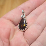 Mexican Fire Agate Pendant Sterling Silver and Rose Gold