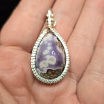 Purple Coyamito Agate Geode and Opal Pendant in Sterling Silver