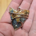 Natural Edge Oregon Graveyard Point Plume Agate Point Pendant Necklace in 14kt Rose Gold Fill