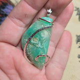 Juicy Green Gem Chrysoprase Pendant Necklace Sterling Silver