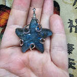 Carved Blue Labradorite Starfish Pendant in Sterling Silver