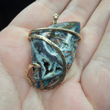 81ct Gem Silica with Native Copper Pendant in Yellow Gold Fill