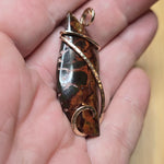 Red and Green Plume Jasper Agate Pendant in 14kt Yellow Gold Fill