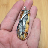 Oregon Bumblebee Marcasite Plume Agate Pendant in Sterling Silver