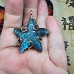 Carved Blue Labradorite Starfish Pendant in Sterling Silver