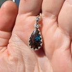 Shimmering Drop Boulder Opal Pendant in Sterling Silver